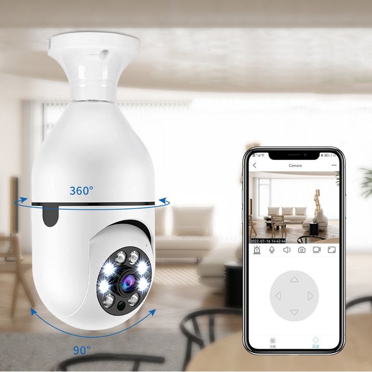 Camera bóng đèn giám sát 360 độ đàm thoại 2 chiều